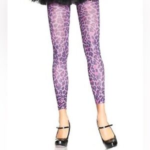 Leg Avenue Purple Cheetah, Leopard Print Footless Tights OSFM, New